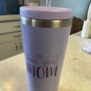 Lavender Tumbler with Straw - Love You Mom